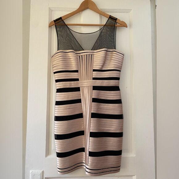 NWT BCBGMAXAZRIA Champagne Cocktail Ribbon Dress - Picture 9 of 16